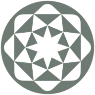 Circular geometric pattern with a central eight-pointed star surrounded by triangles and diamond shapes.