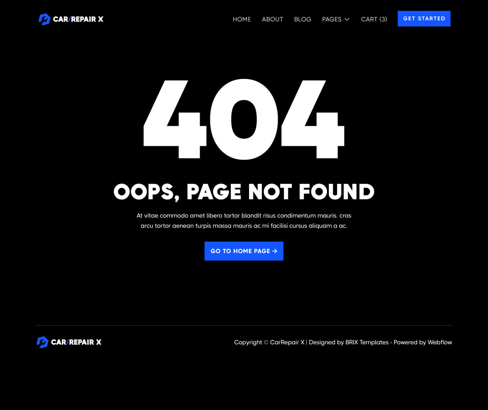 CarRepair X - 404 Page - Automotive Webflow Template