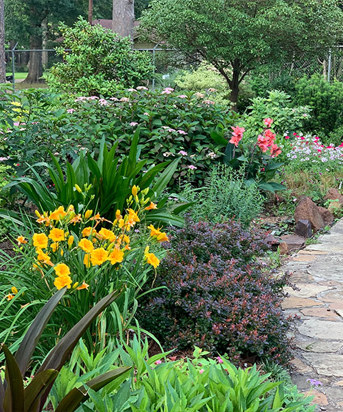 A lush flower garden.urban beekeeping benefits.urban beekeeping benefits