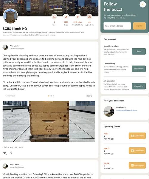 Screenshot of a MyHive page