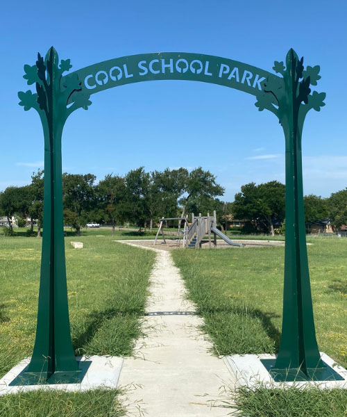 Cool School Park sign. initiatives de plantation d'arbres