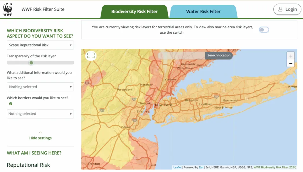 The WWF Biodiversity Risk Filter is designed to be used as a corporate and portfolio-level screening tool to identify biodiversity risks and prioritise corporate action on biodiversity
