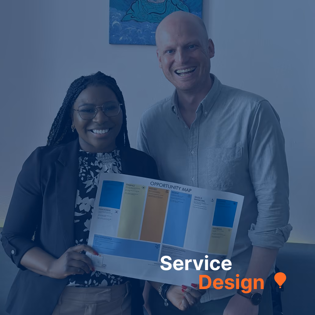 An image with a blue overlay and the text service design.