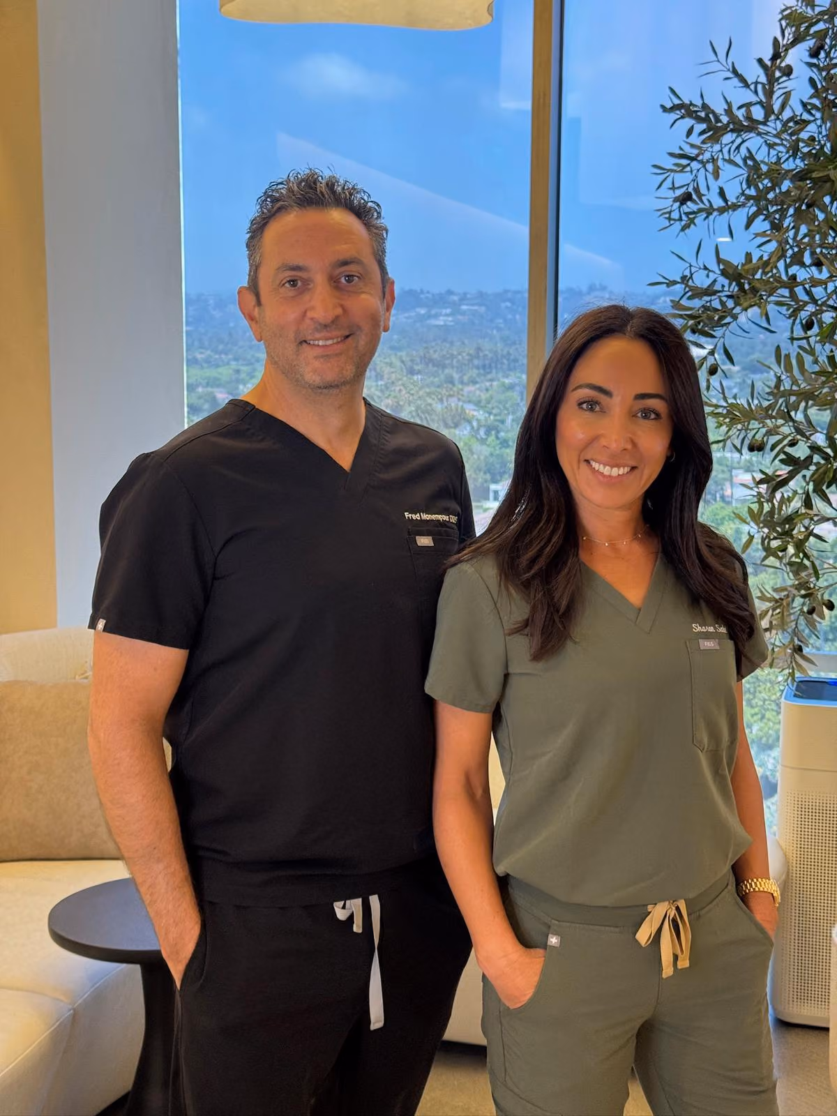 Dr Fred Monempour and his wife Sharon in their office in Beverly Hills