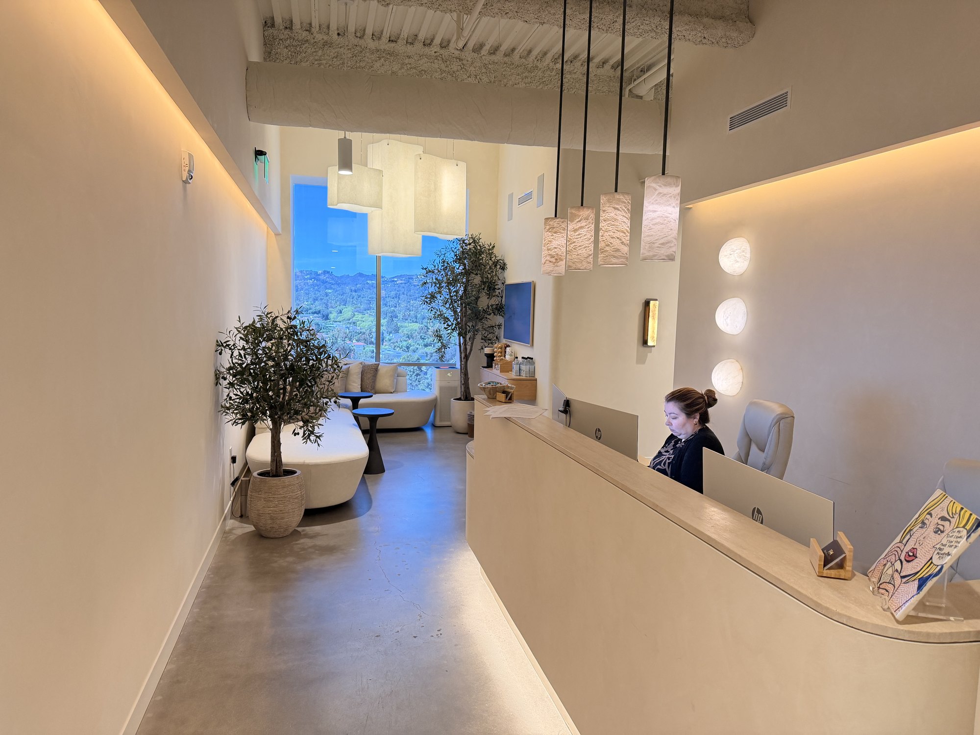 Front desk and reception at Monempour Endodontics, 433 N Camden Dr Suite 1100