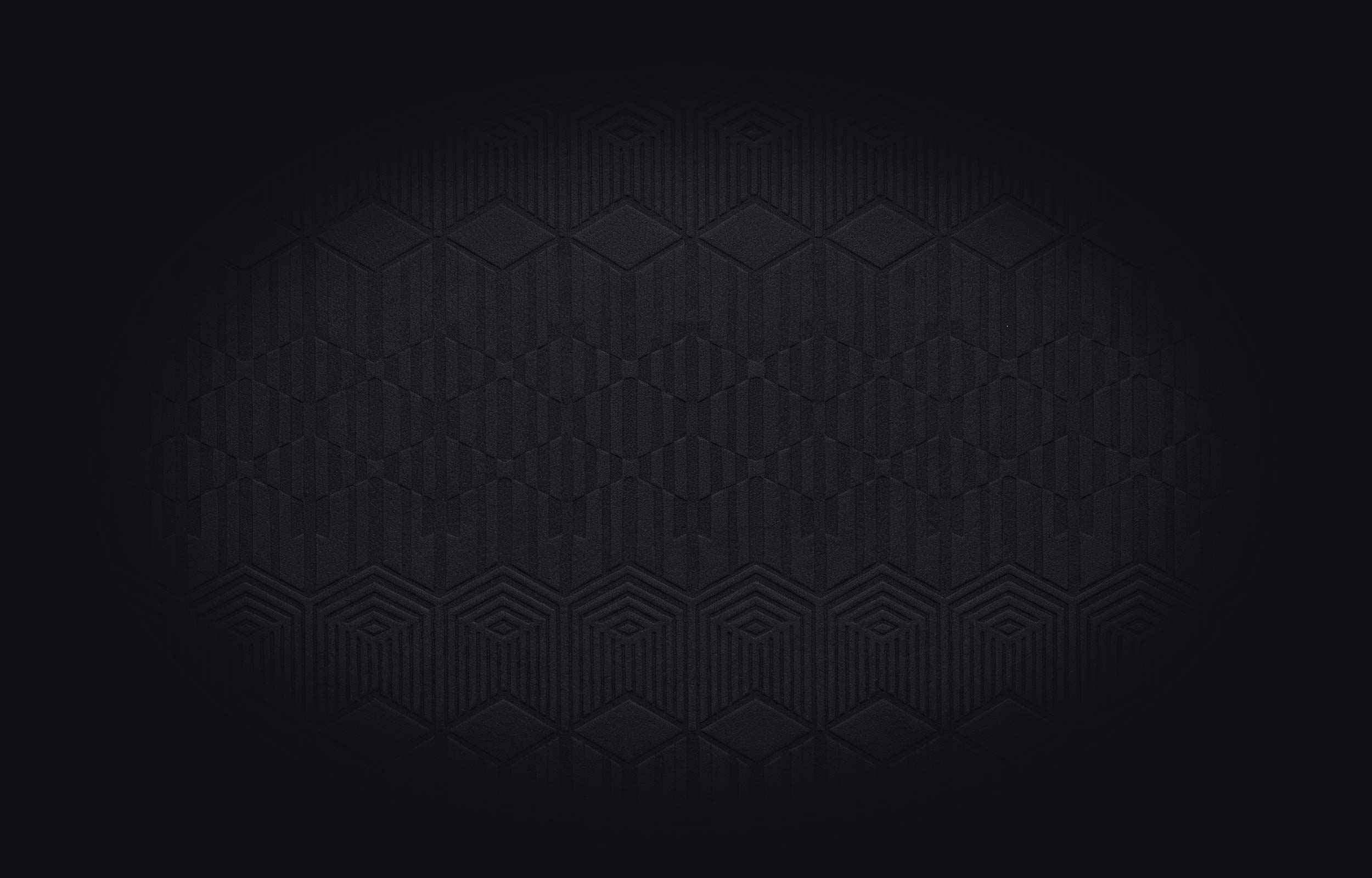Dark background with subtle geometric pattern of hexagons and diamond shapes.