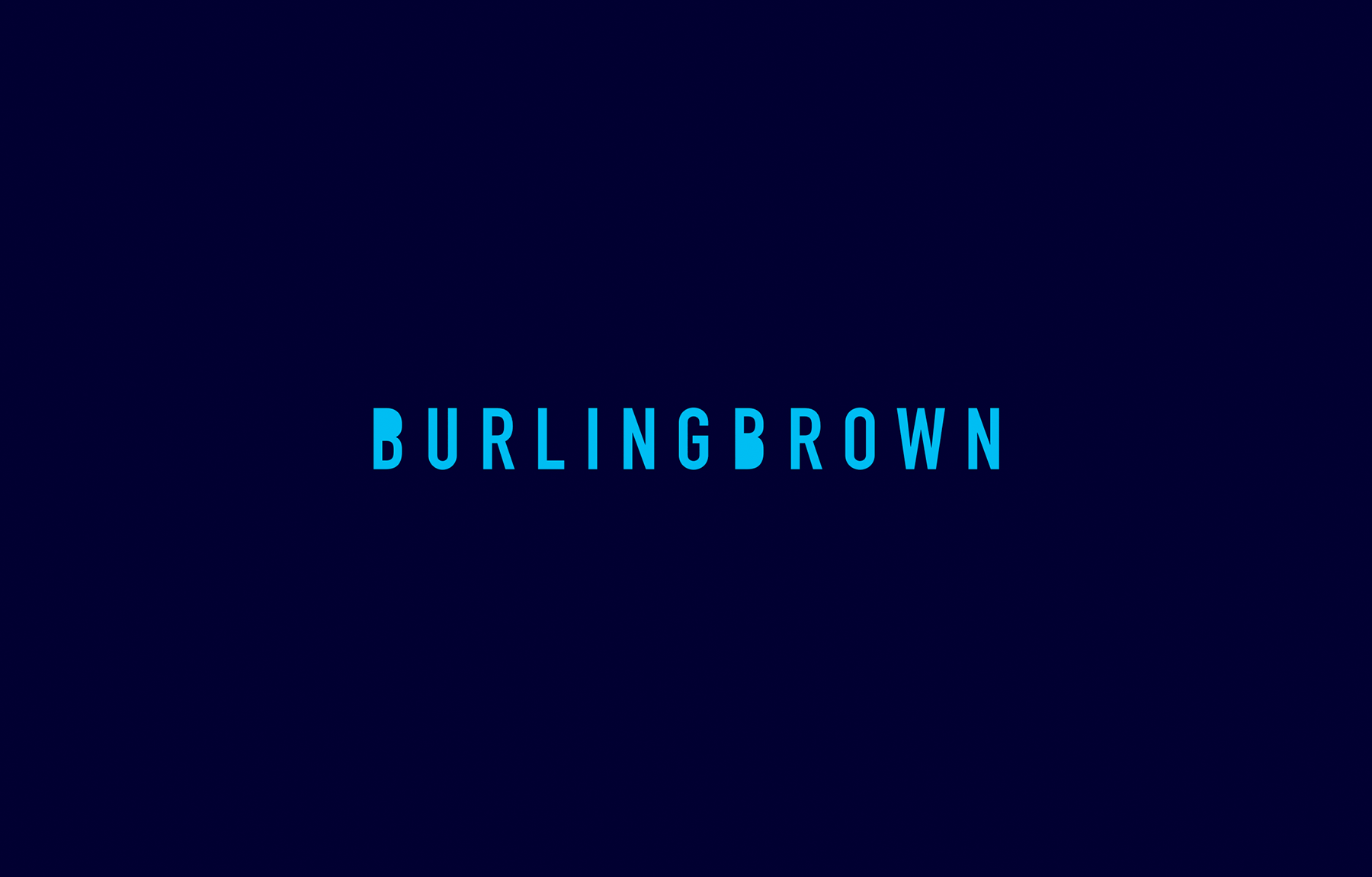 Burling Brown Brand image. Text logo displaying the name 'BURLINGBROWN' in blue capital letters on a dark blue background.
