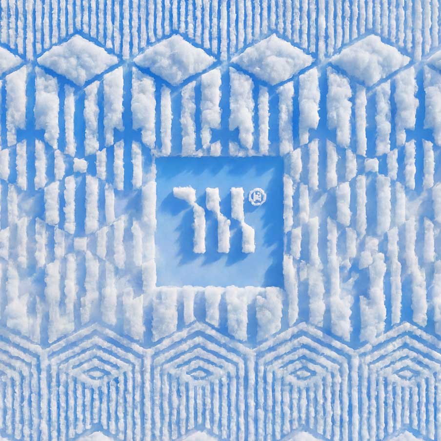 Mariachi Gold Coast Creative Studio Brand image. Blue sky background with white clouds forming geometric patterns and a central square with stylized cloud shapes inside.