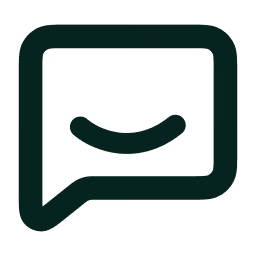 Chat icon with a smiling curve inside a speech bubble.