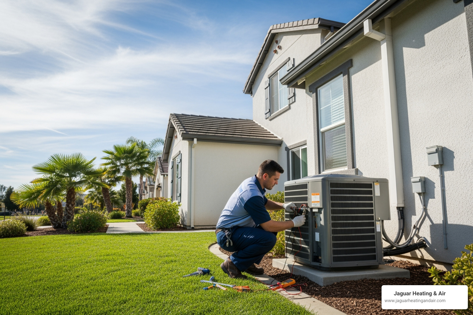 Infographic explaining the top 5 signs you need a new heater: age, high bills, frequent repairs, uneven heat, and strange noises - heating installation in Elk Grove, CA