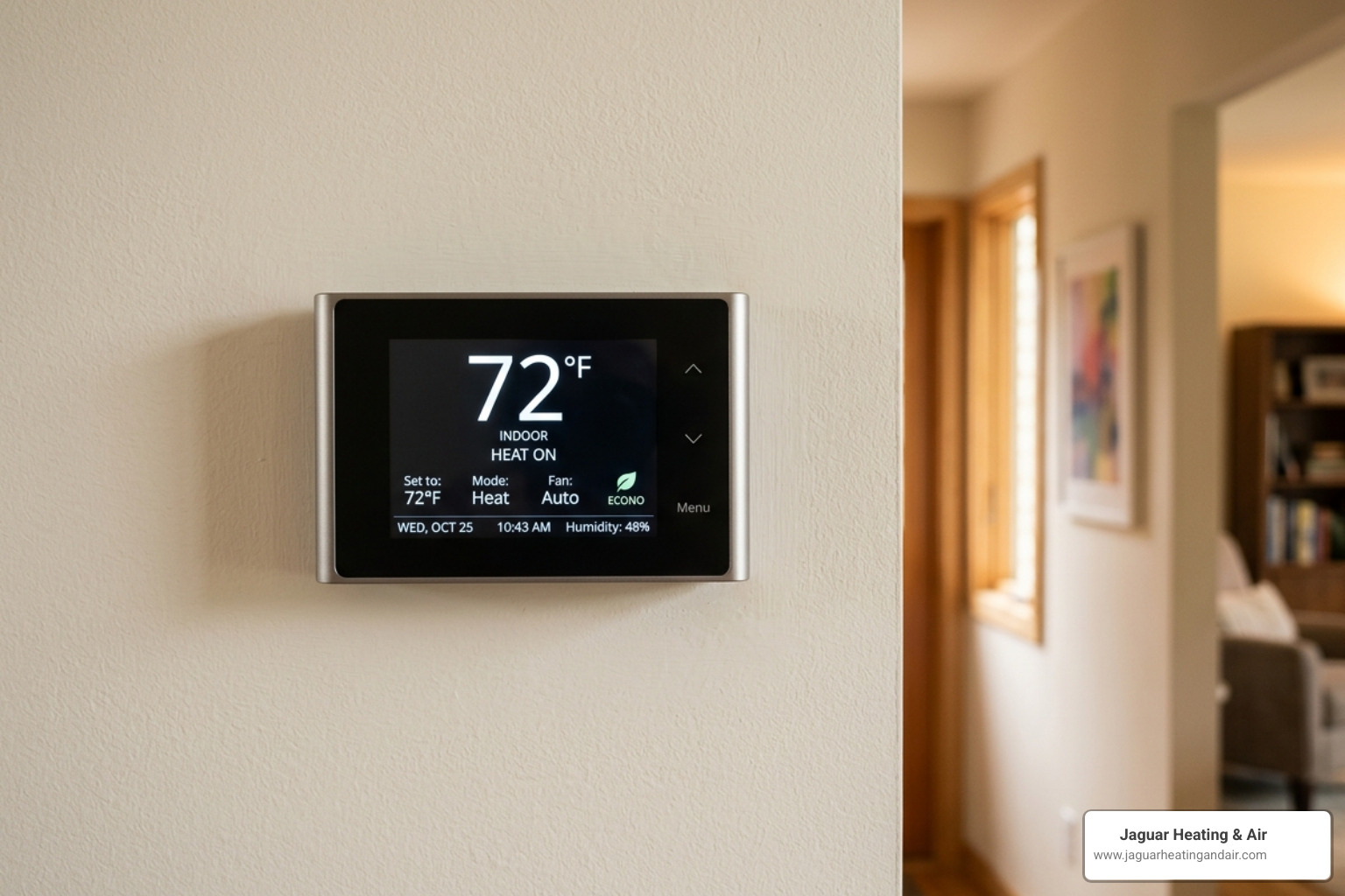 digital thermostat showing energy savings and a comfortable indoor temperature - why correct system sizing matters for your digital thermostat showing energy savings and a comfortable indoor temperature - why correct system sizing matters for your