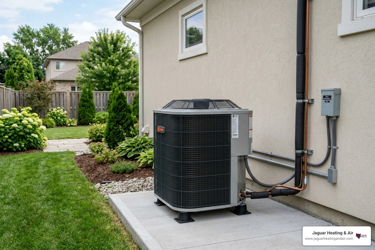 Outdoor heat pump unit installed on a residential pad - mitsubishi high efficiency ductless systems explained Outdoor heat pump unit installed on a residential pad - mitsubishi high efficiency ductless systems explained