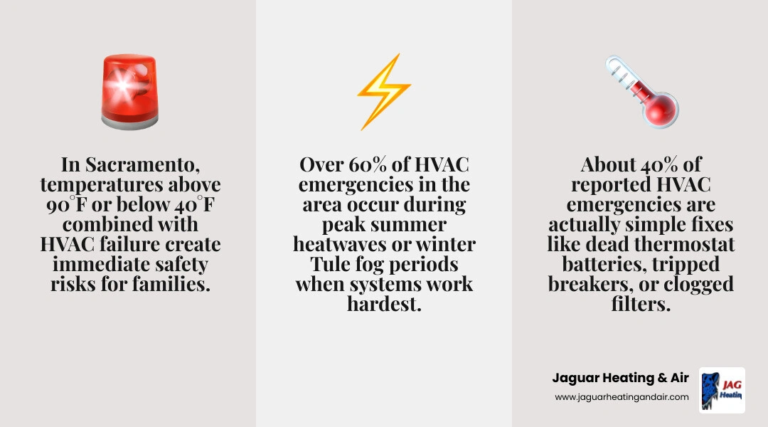 Infographic showing the 40/90 rule for HVAC emergencies with safety steps and warning signs infographic Infographic showing the 40/90 rule for HVAC emergencies with safety steps and warning signs infographic