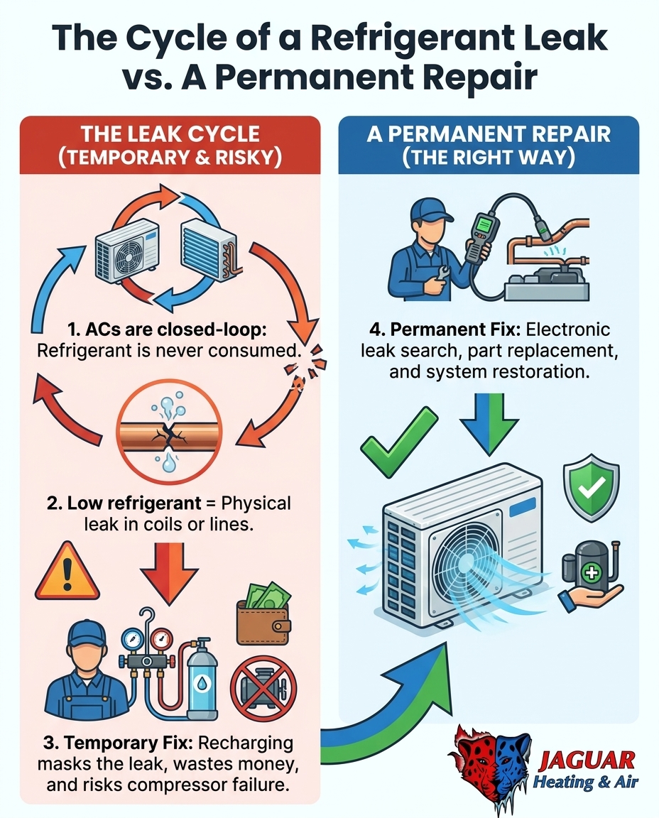 The Cycle of a Refrigerant Leak vs. A Permanent Repair