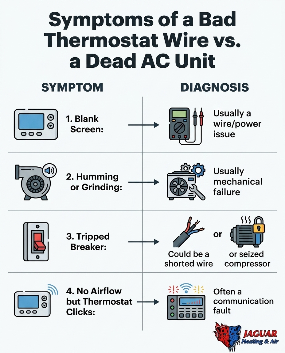Symptoms of a Bad Thermostat Wire vs. a Dead AC Unit