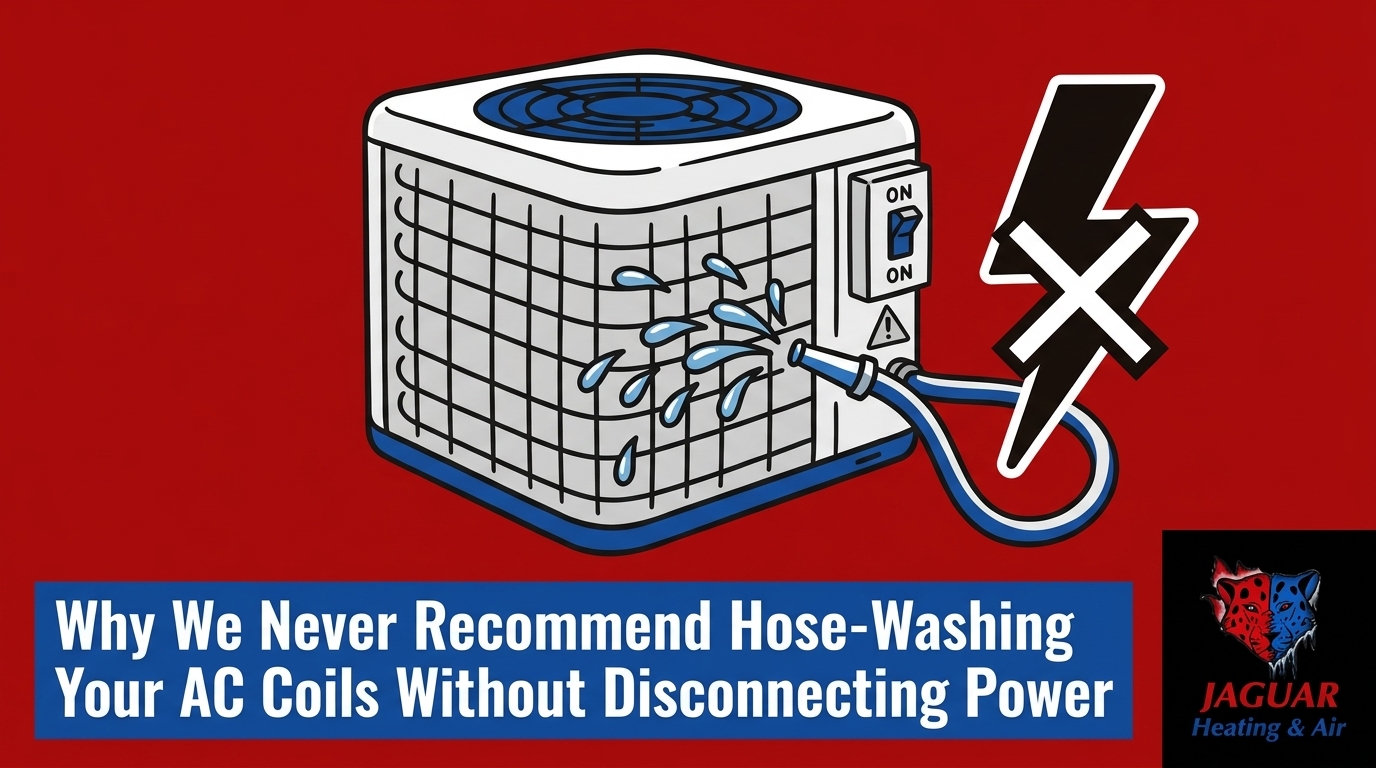Why We Never Recommend Hose-Washing Your AC Coils Without Disconnecting Power — featured image