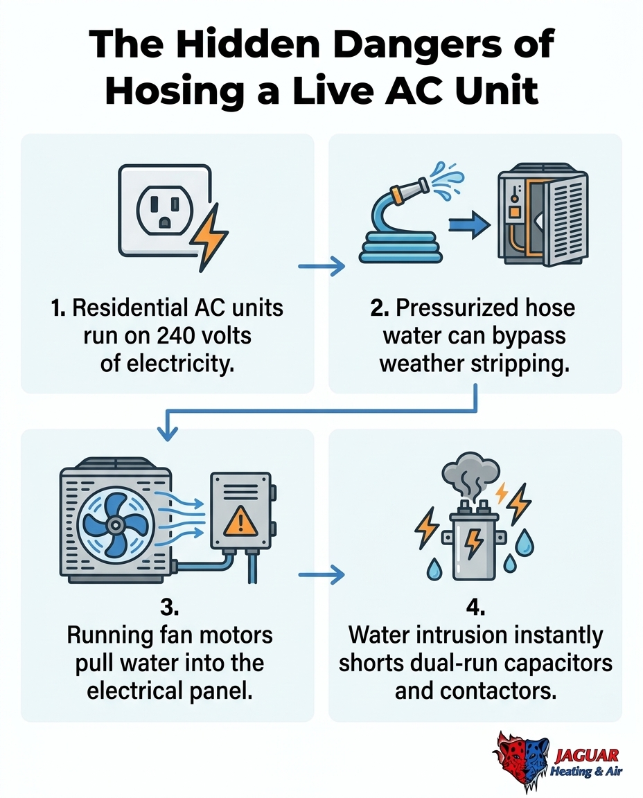The Hidden Dangers of Hosing a Live AC Unit