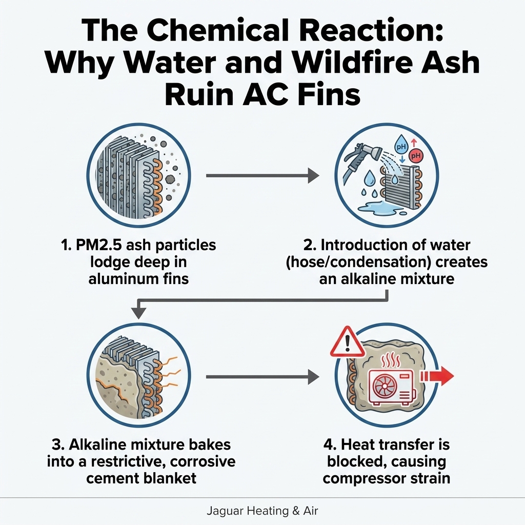 The Chemical Reaction: Why Water and Wildfire Ash Ruin AC Fins