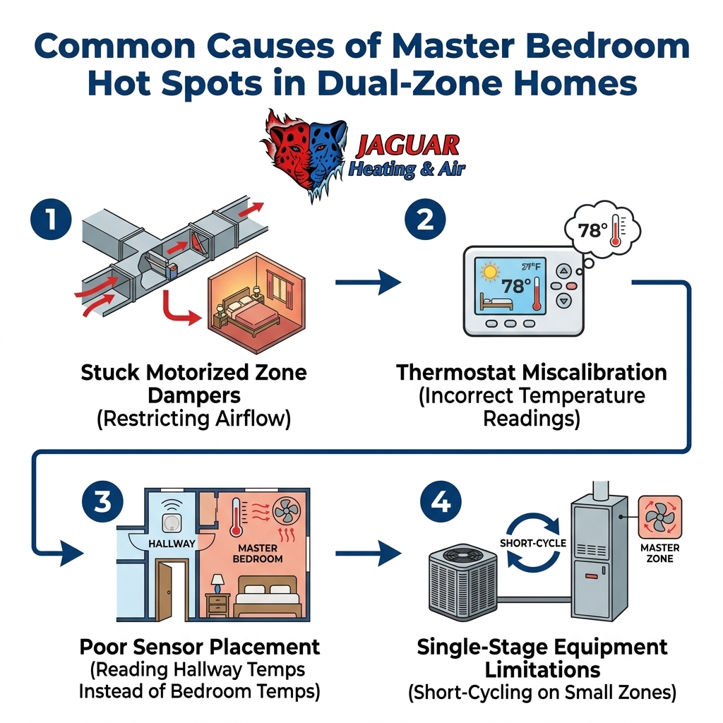 Common Causes of Master Bedroom Hot Spots in Dual-Zone Homes