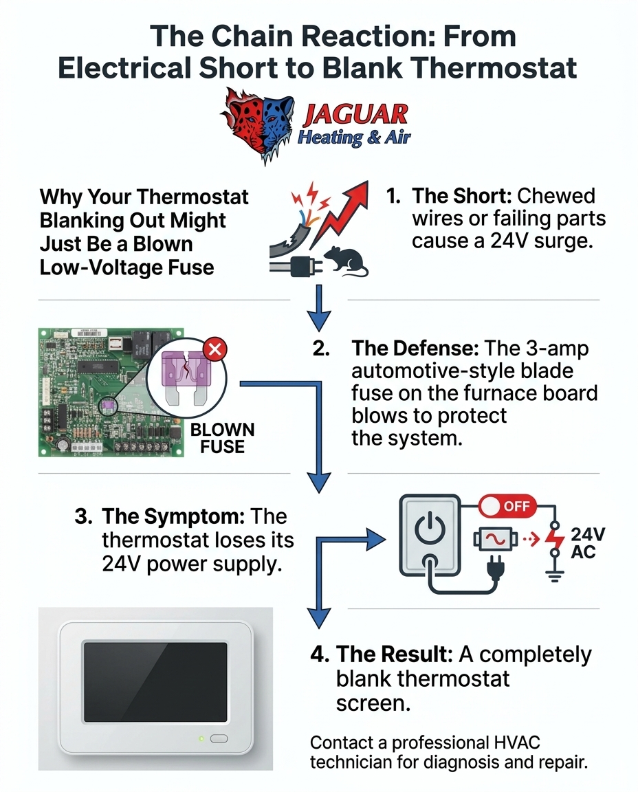 The Chain Reaction: From Electrical Short to Blank Thermostat