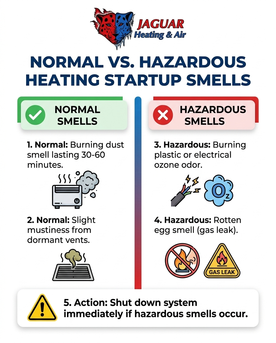 Normal vs. Hazardous Heating Startup Smells