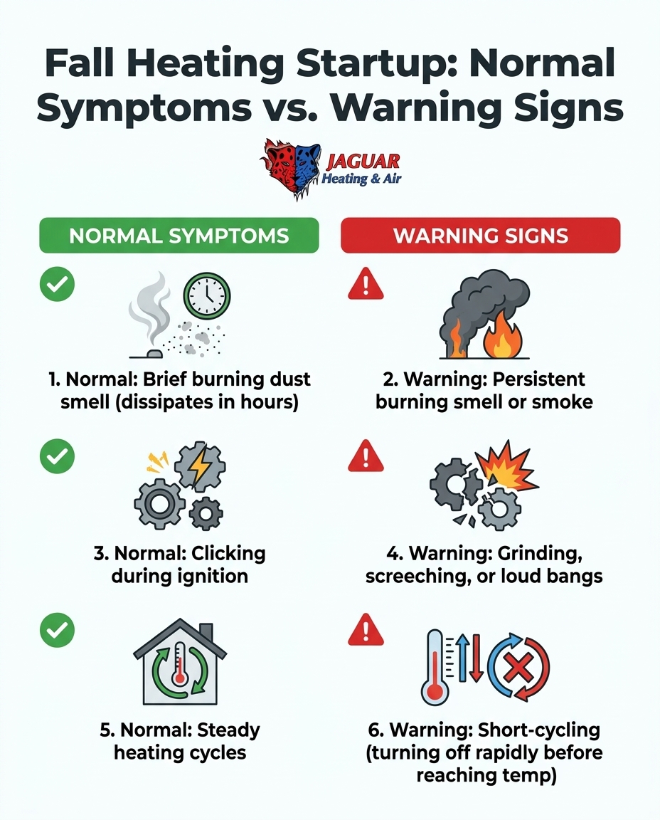 Fall Heating Startup: Normal Symptoms vs. Warning Signs