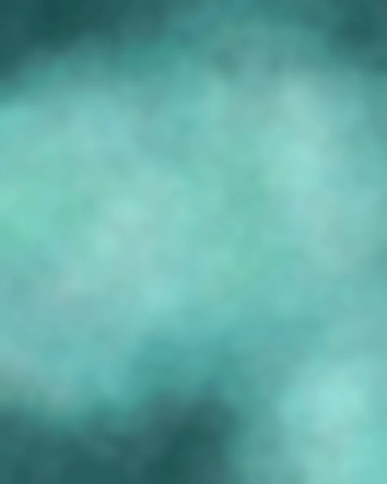 Blurred gradient background in shades of teal and blue.