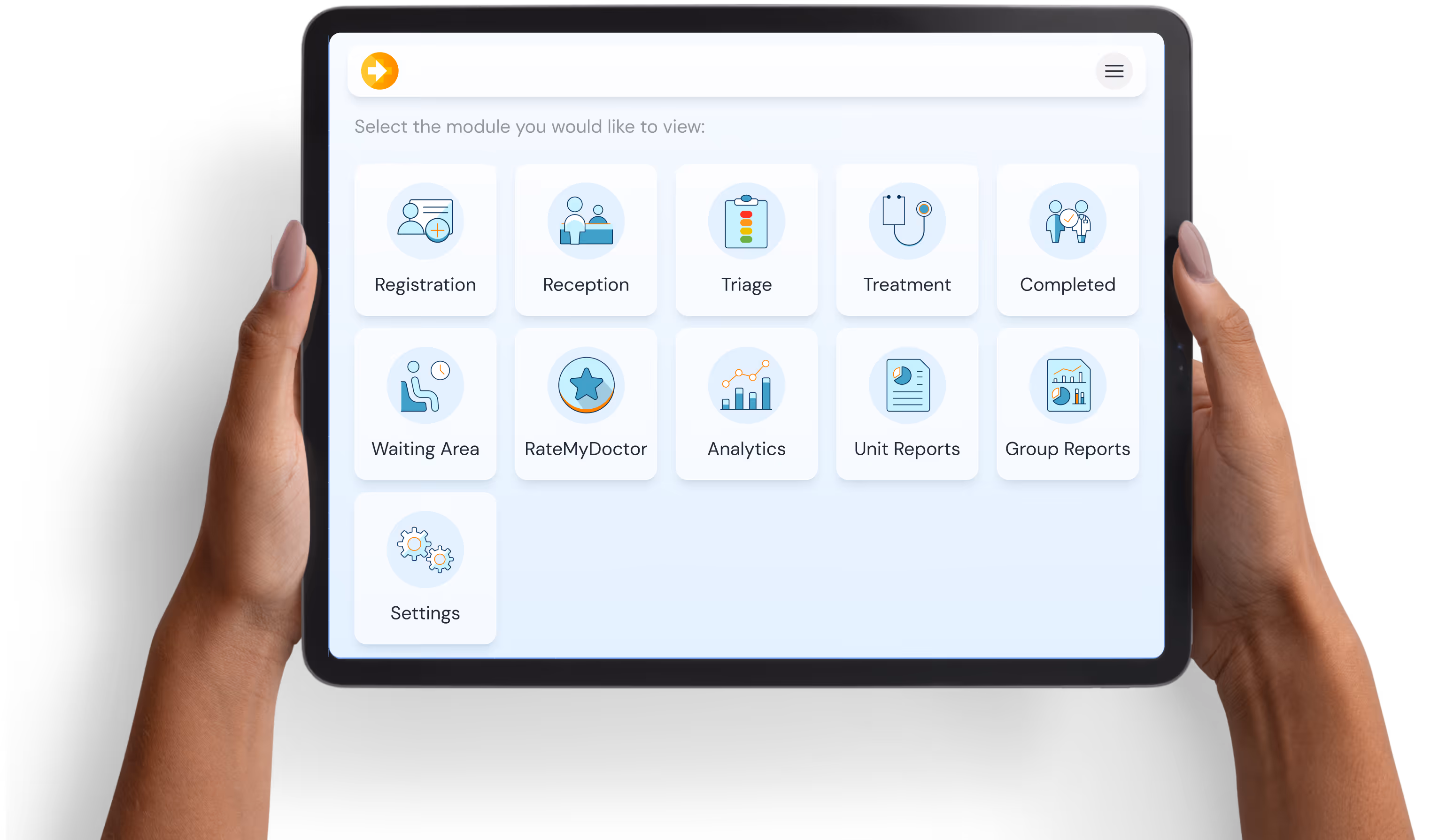 Person holding a tablet with the EC Flow Dashboard loaded