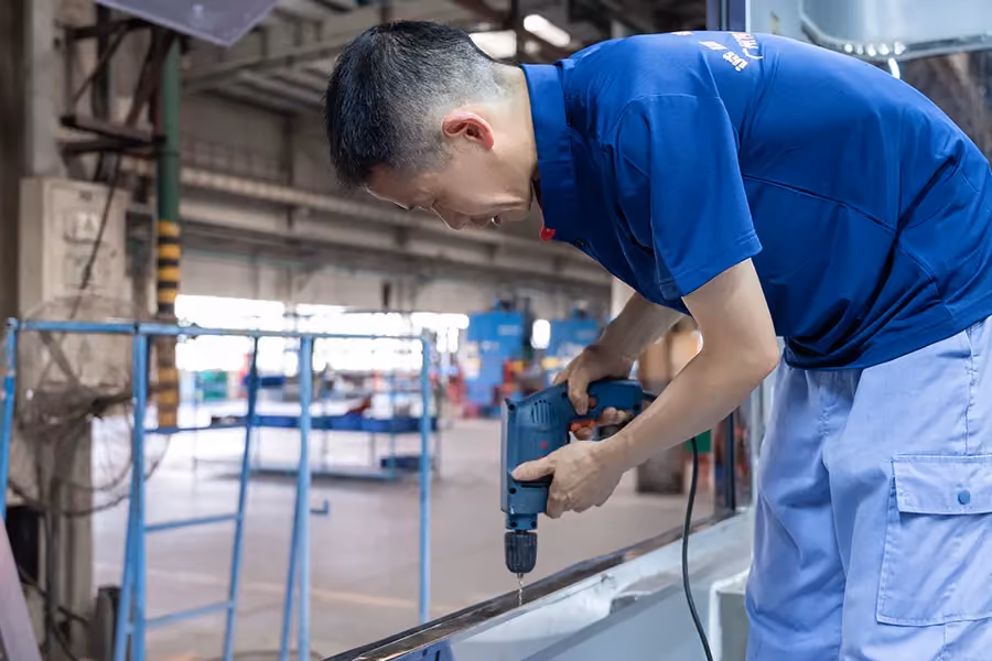 NewBeacon's food trailer manufacturing process: Expert technicians integrate all structural, electrical, and kitchen components to exact specifications for high-performance operation.