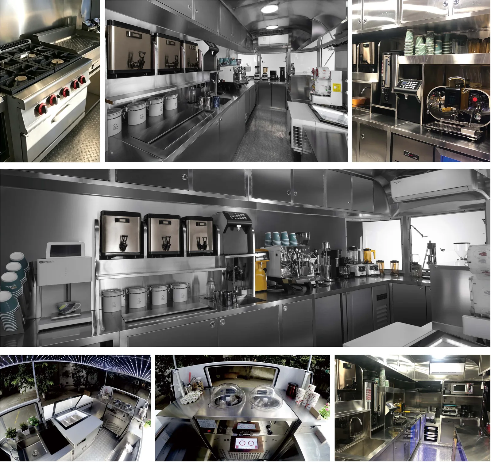 Custom stainless-steel food trailer kitchen and equipment layout