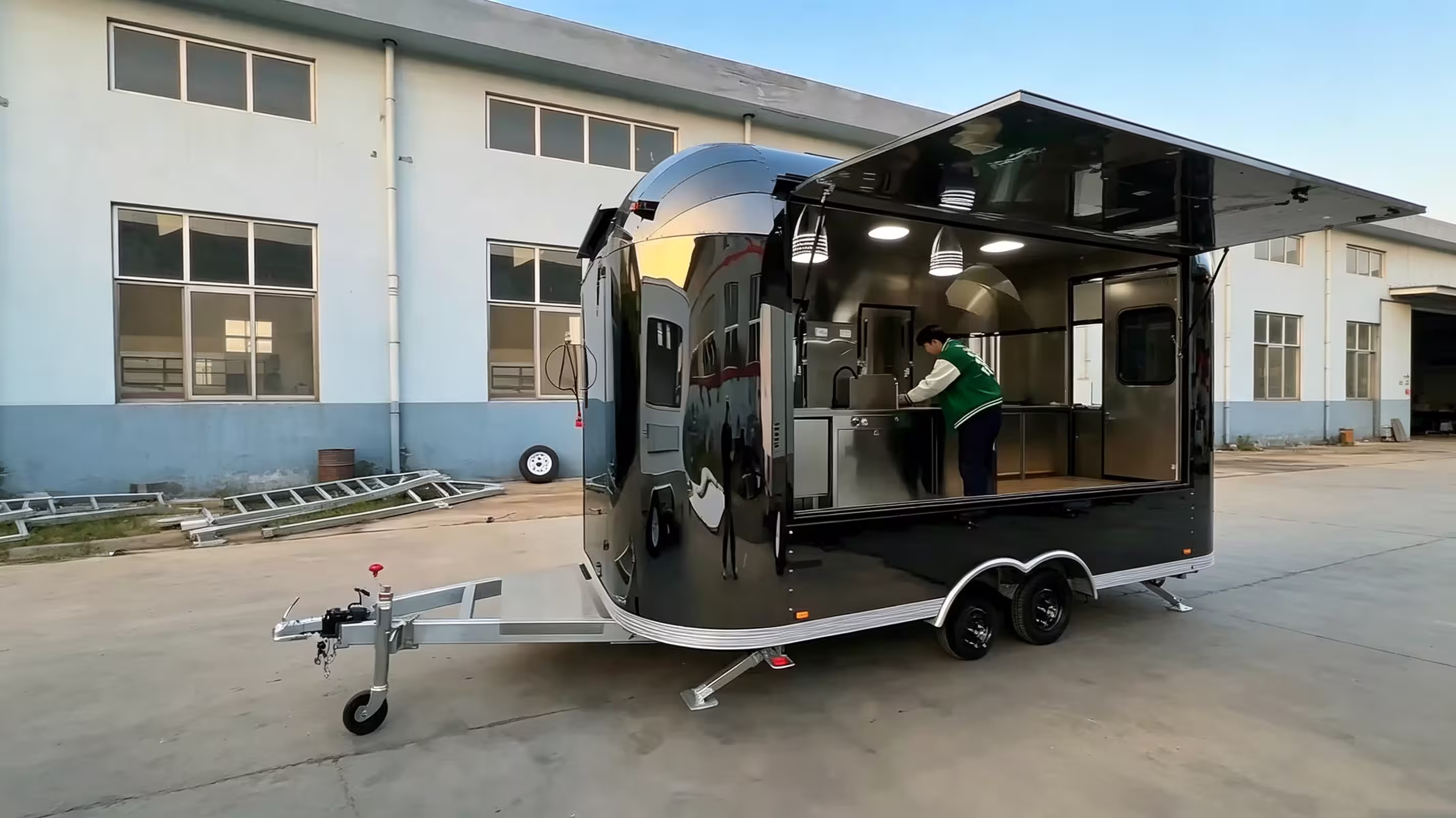 Black Titanium Stainless Steel Food Trailer | Durable & Luxury Mobile Kitchen