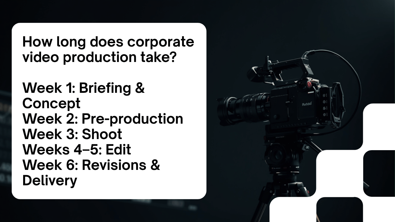 Hoe lang duurt een bedrijfsfilm laten maken — videoproductie timeline Majortale