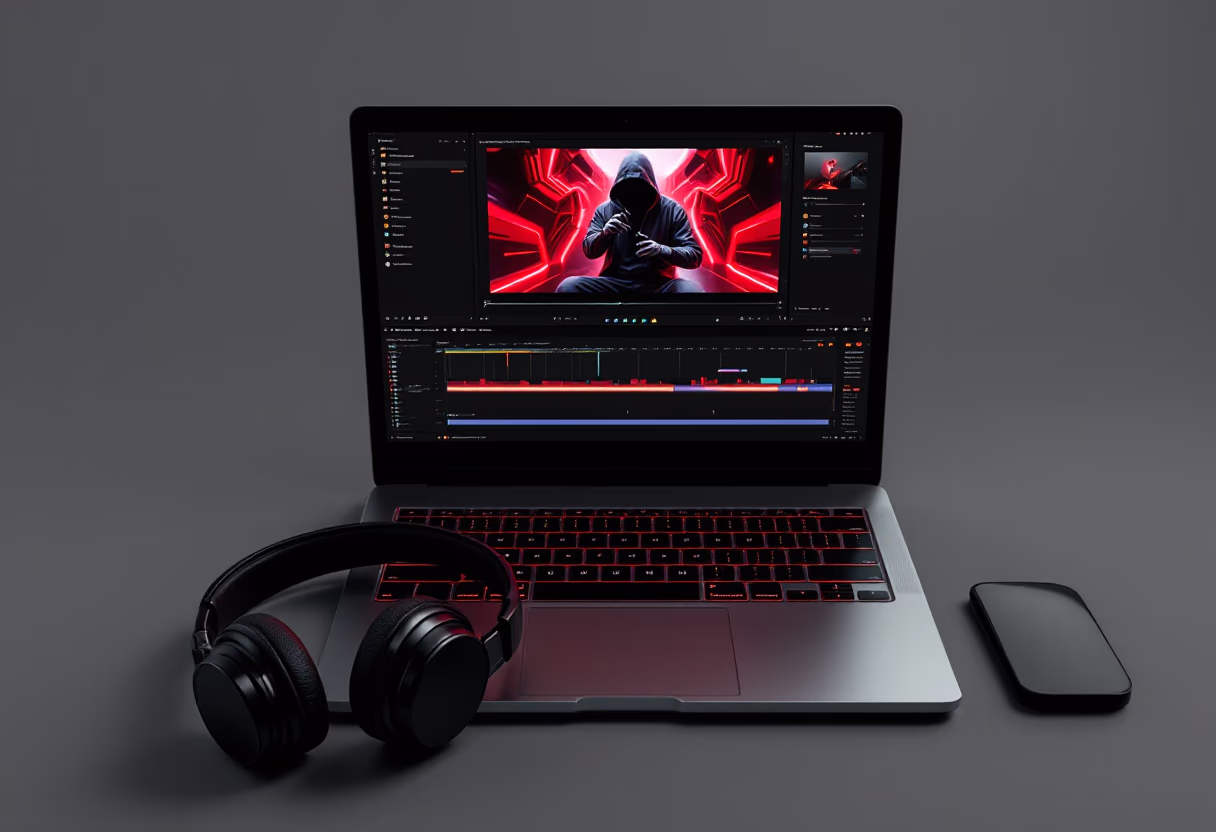 image of video editing software on a computer screen (for a film production company).