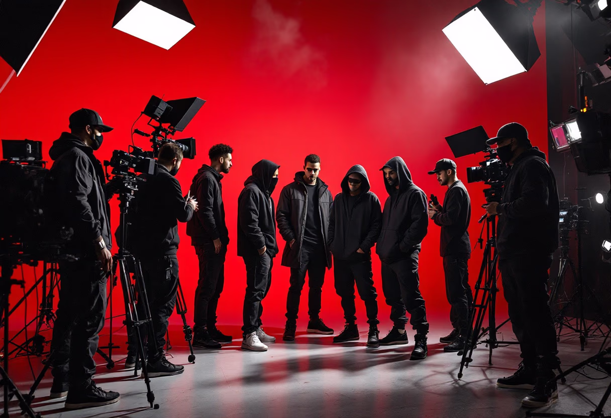 [background image] image of a film set for a film production company