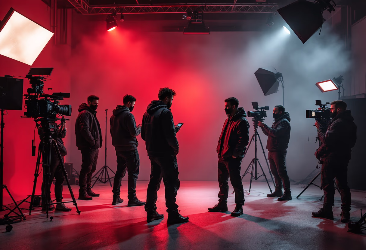 [background image] image of a film set for a film production company