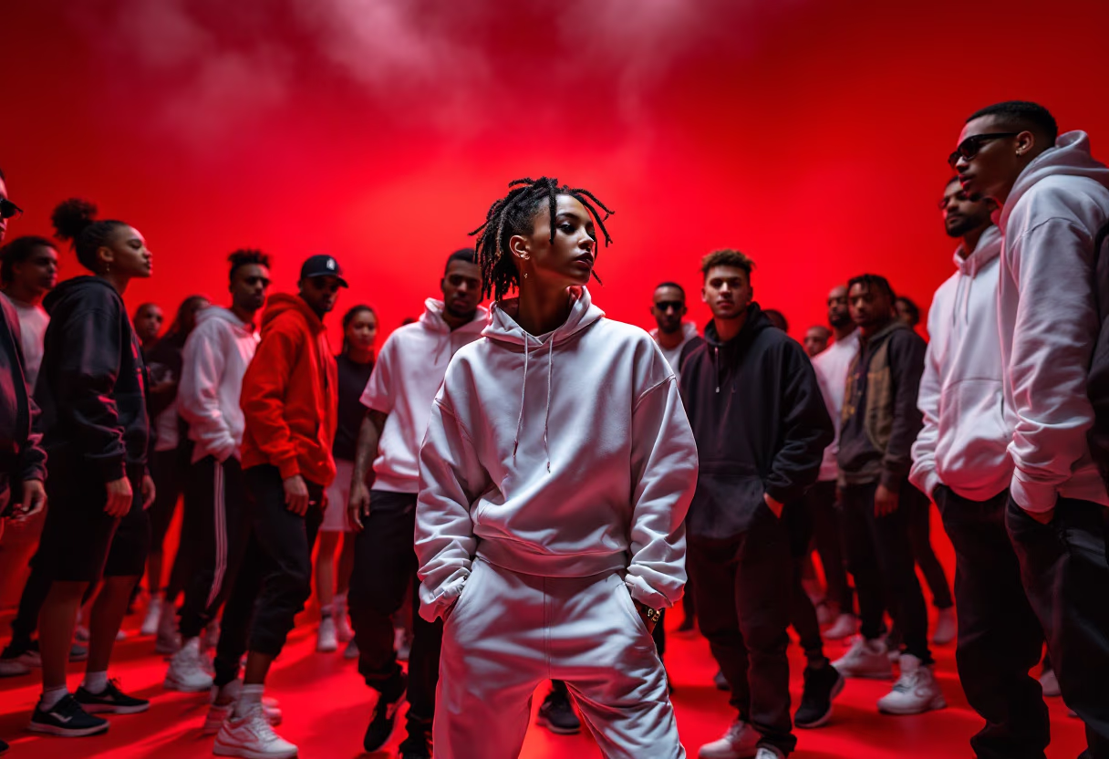 a planned charity event with edgy streetwear-inspired attire