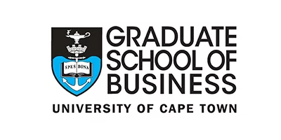 University of Cape Town Graduate School of Business logo with shield and text.