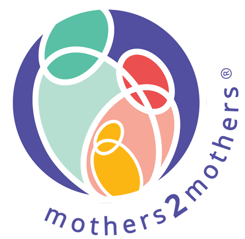 Colorful abstract logo with overlapping rounded shapes in teal, red, peach, orange, and purple.