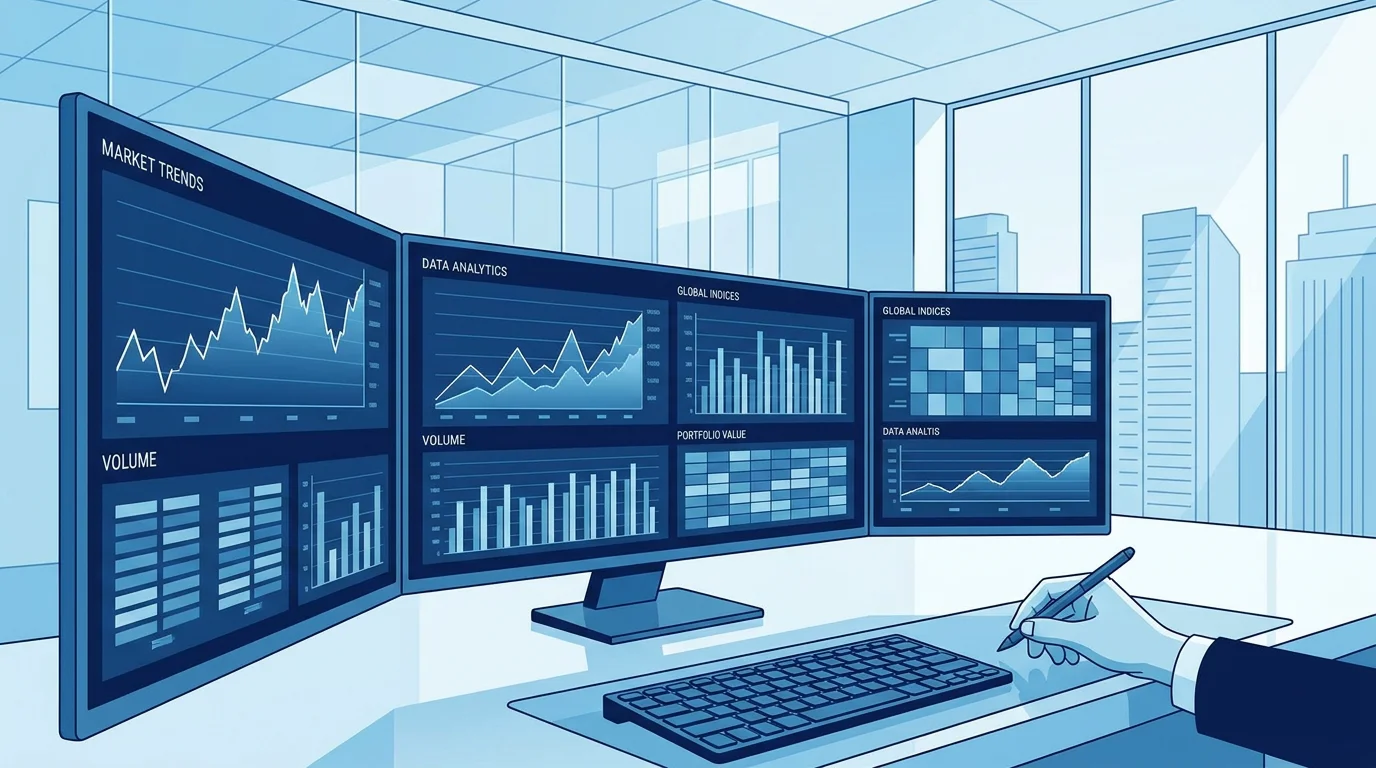 Modern trading platform dashboard with real-time charts and analytics displays