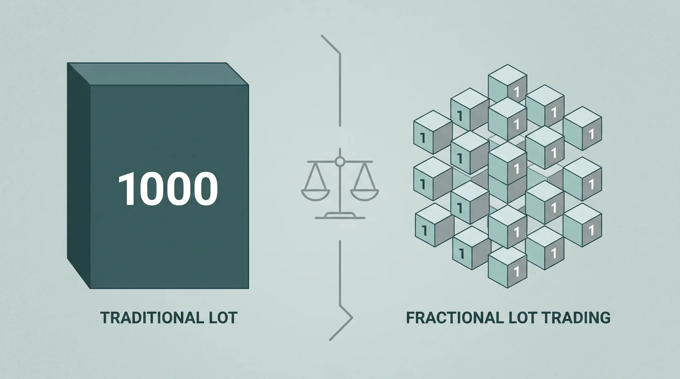 Visual comparison of traditional 1000-EUA lot size versus individual 1-EUA trading units