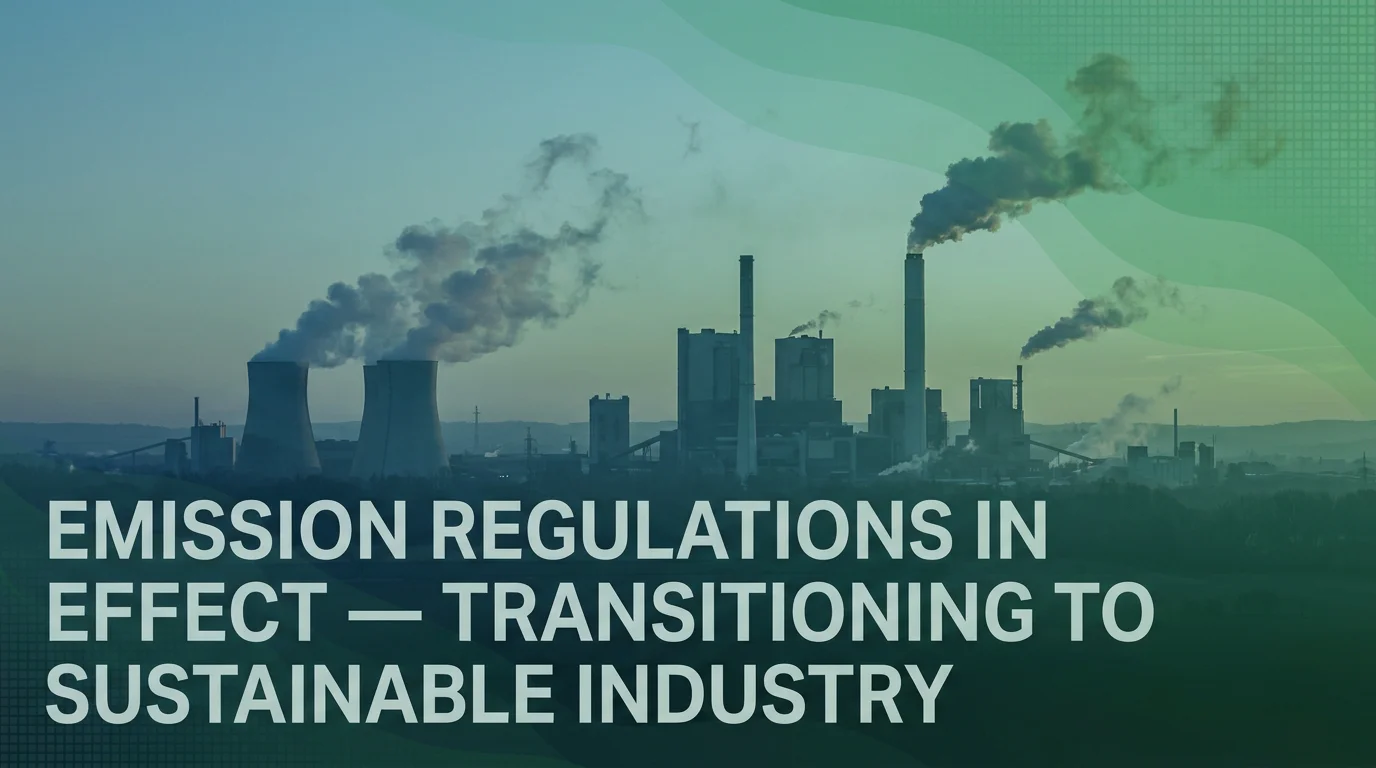 European industrial skyline at dawn representing the EU Emissions Trading System and its regulatory scope