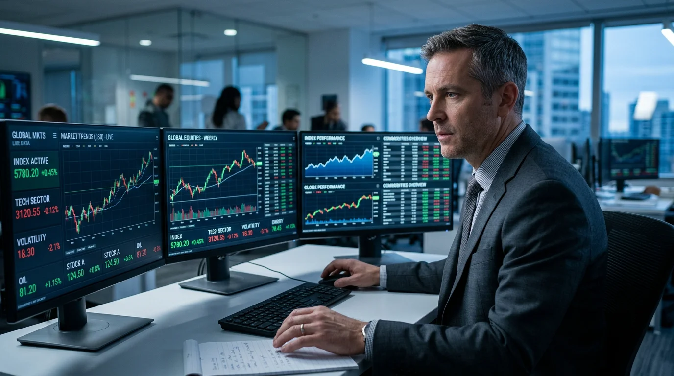 Professional monitoring live carbon allowance prices on trading screens