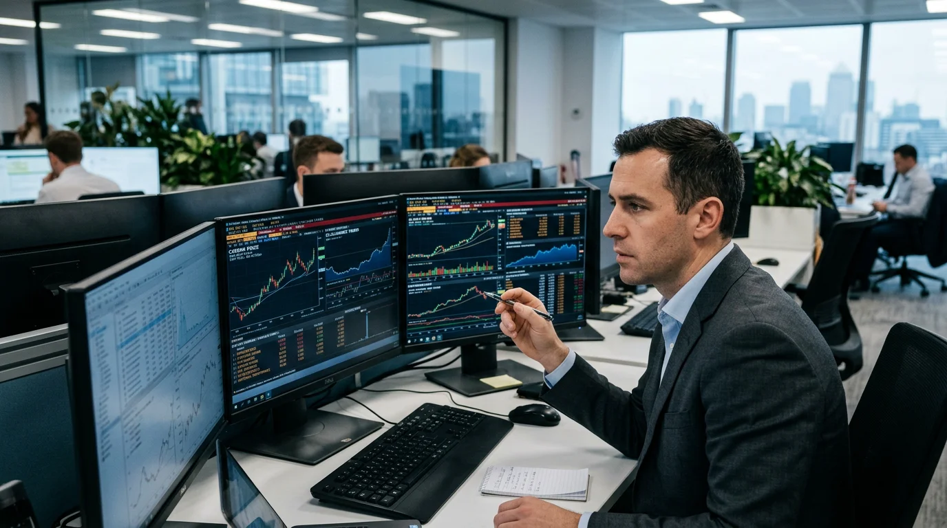 Professional monitoring live carbon allowance prices on a trading desk