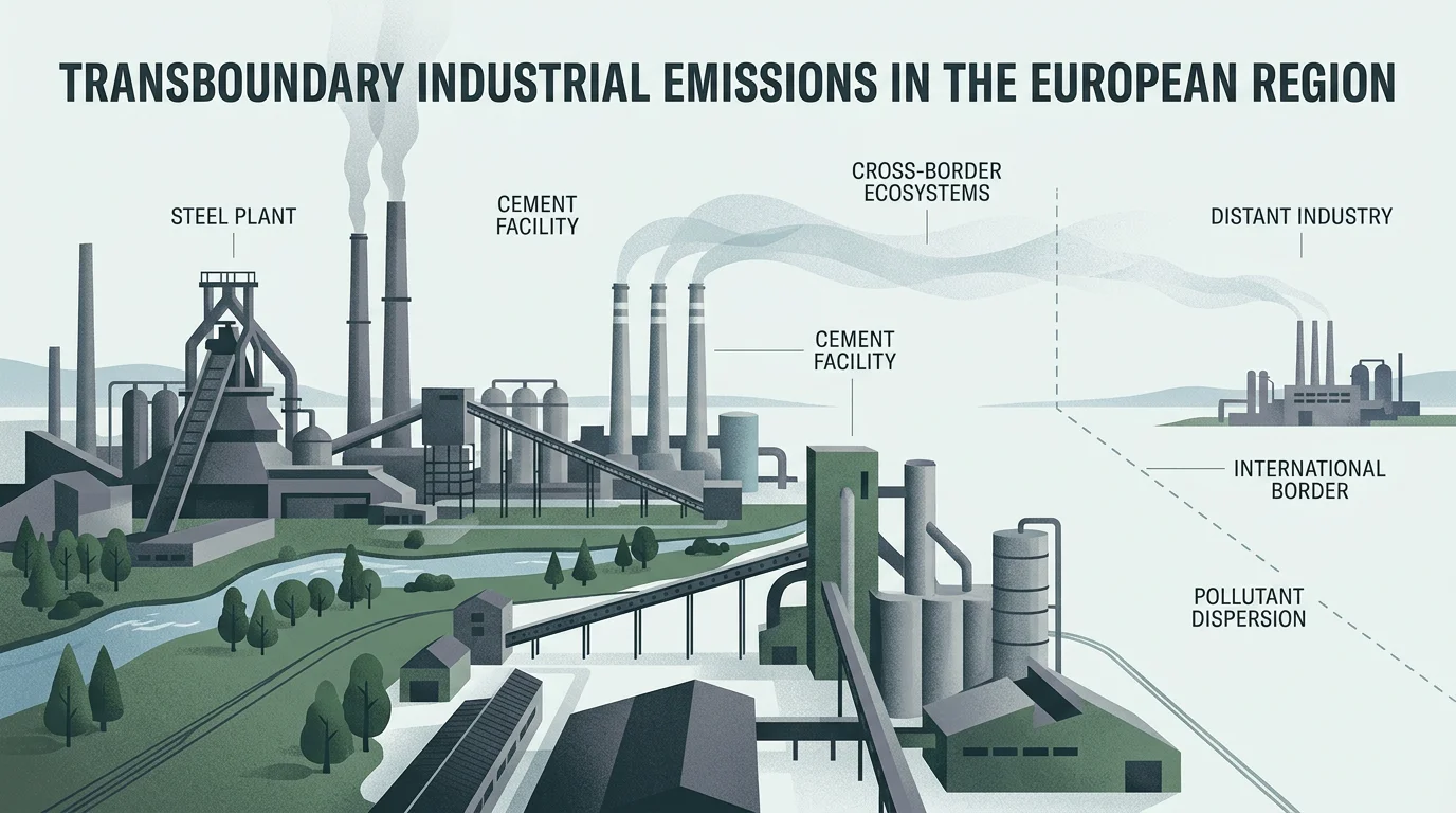 Conceptual illustration of carbon-intensive industry and cross-border emissions in Europe