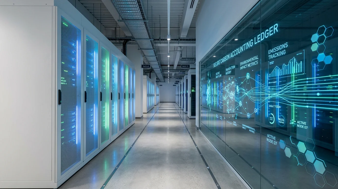 Secure data centre representing the centralised carbon allowance ledger