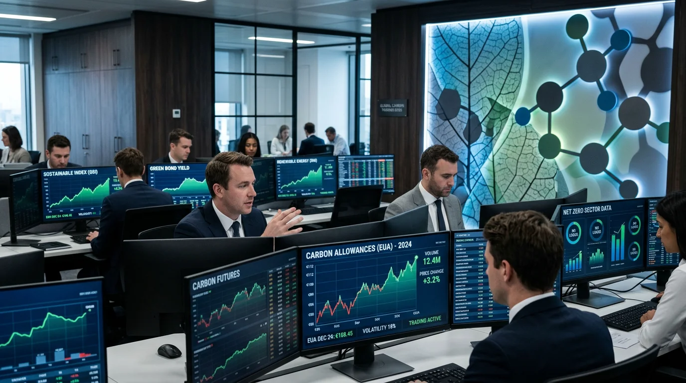 Professional trading environment representing the carbon asset class in 2026