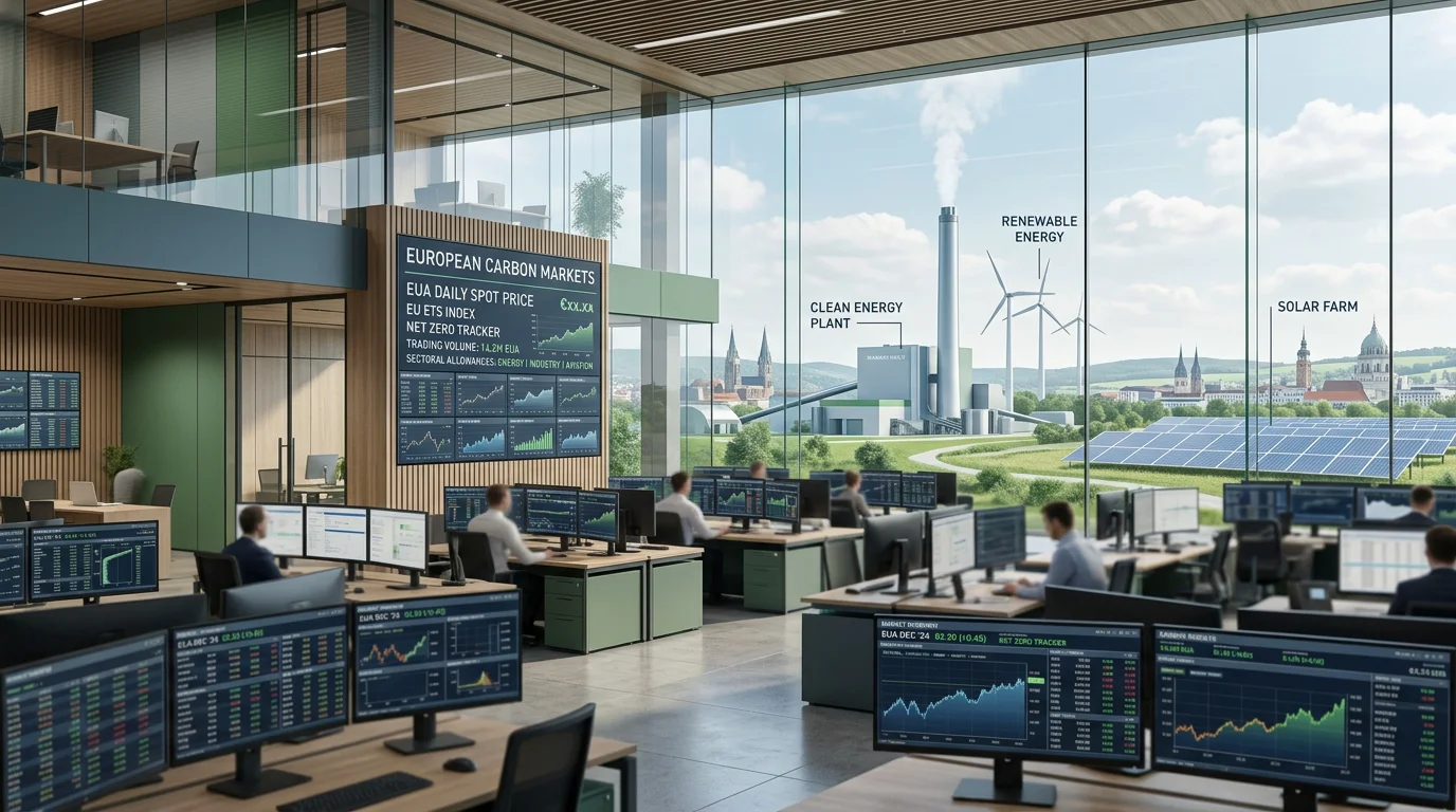 Editorial image linking a trading environment with European industrial infrastructure