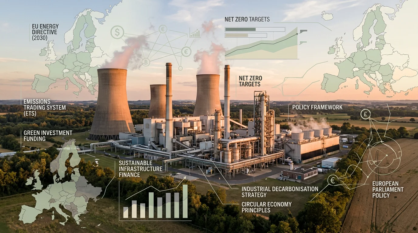 Industrial facility at golden hour illustrating carbon pricing policy