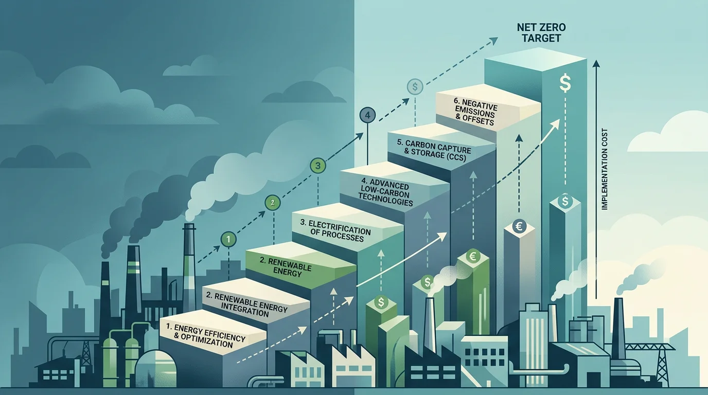 Abstract ascending blocks illustrating rising costs of cutting carbon emissions