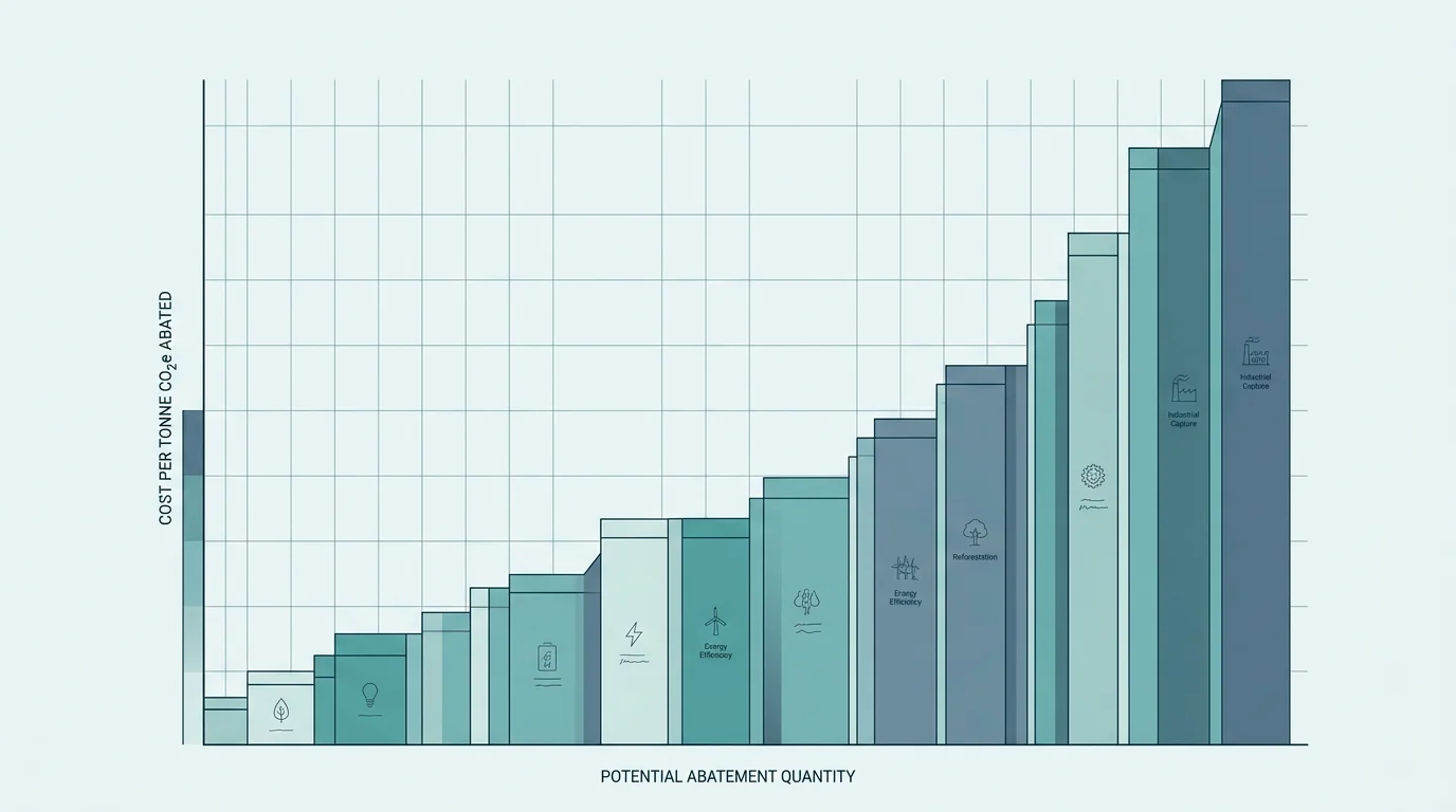 Bar-style marginal abatement cost curve ordering measures from lowest to highest cost